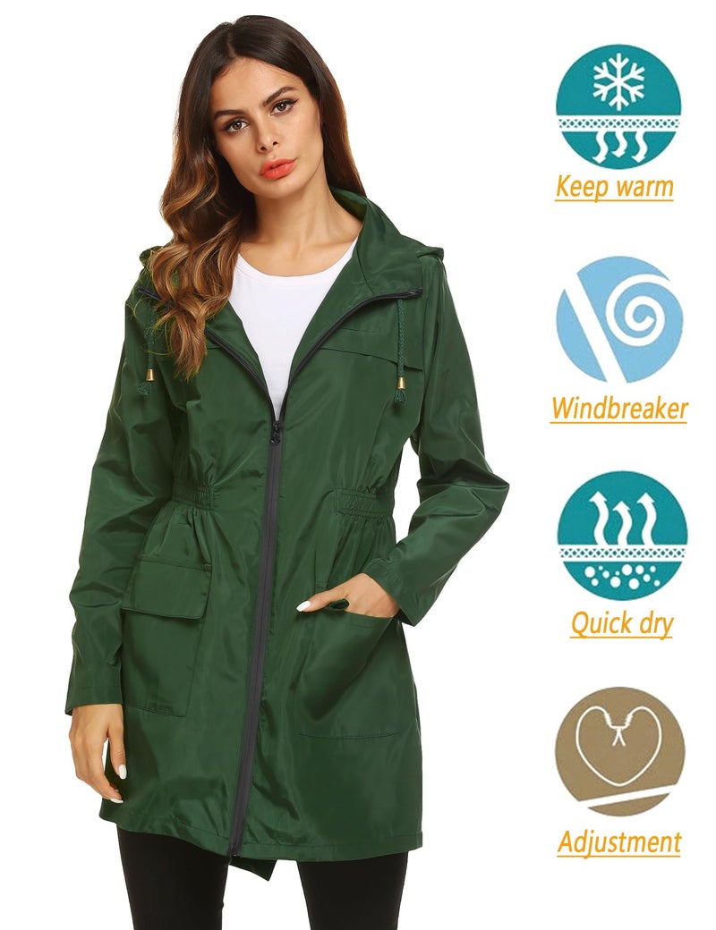 LOMON Women Raincoat Packable and Lightweight For Travel Outdoor Hooded Waterproof hiking Jacket - Image 2